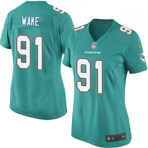 Women's Game Cameron Wake Nike Jersey Aqua Green Home - #91 NFL Miami Dolphins